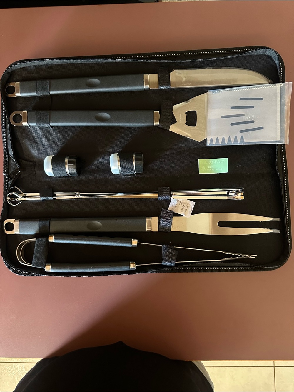 BBQ Grill Tool Set with Black Handles - 8-Piece